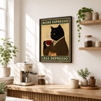 More Espresso Less Depresso Black Cat Canvas Wall Art Aura Canvas