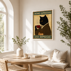 More Espresso Less Depresso Black Cat Canvas Wall Art Aura Canvas