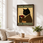 More Espresso Less Depresso Black Cat Canvas Wall Art Aura Canvas