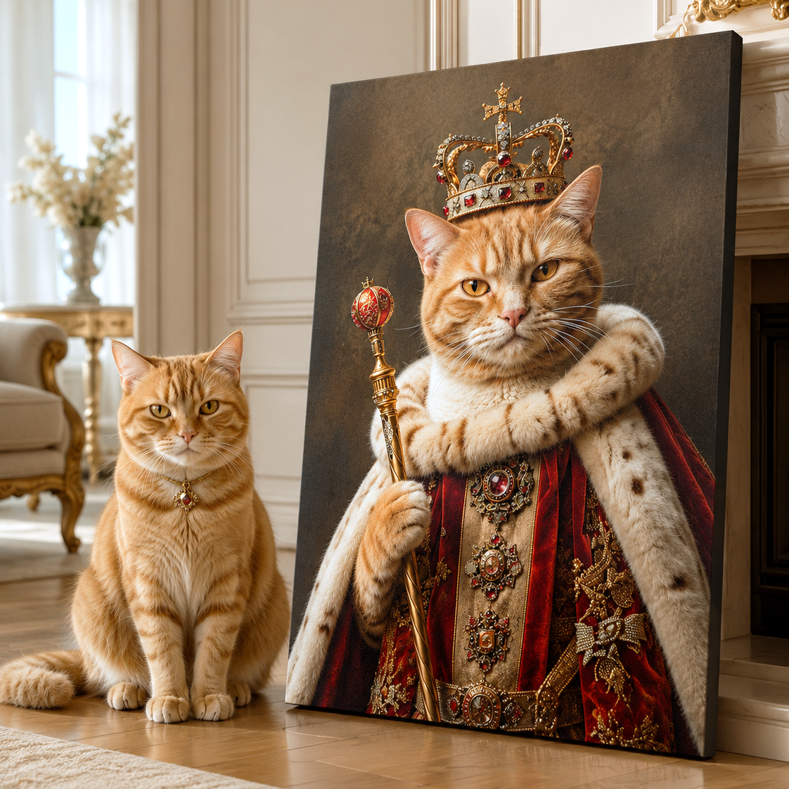 Custom Royal Cat Portrait Canvas Aura Canvas