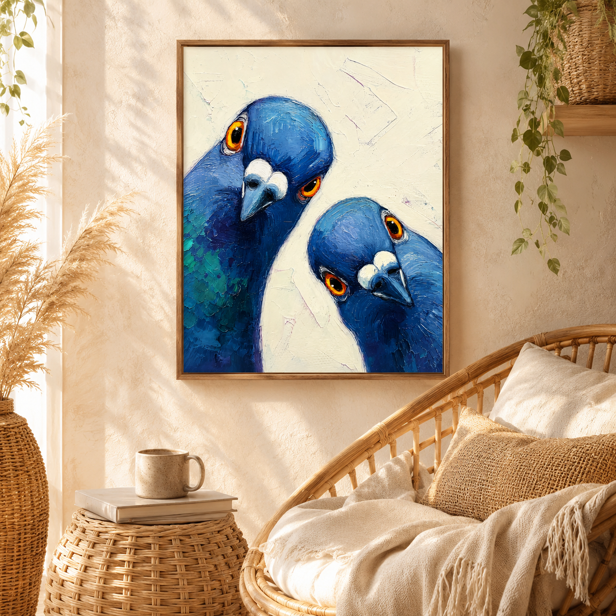 Blue Pigeons Canvas Wall Art Aura Canvas