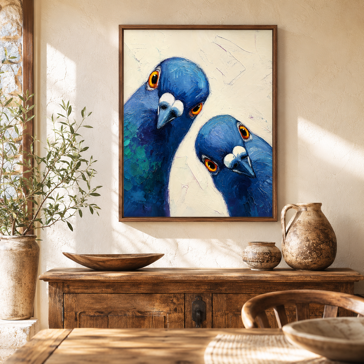 Blue Pigeons Canvas Wall Art Aura Canvas