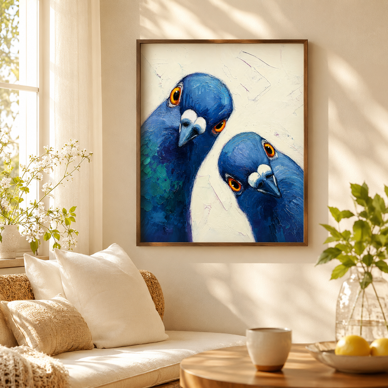 Blue Pigeons Canvas Wall Art Aura Canvas