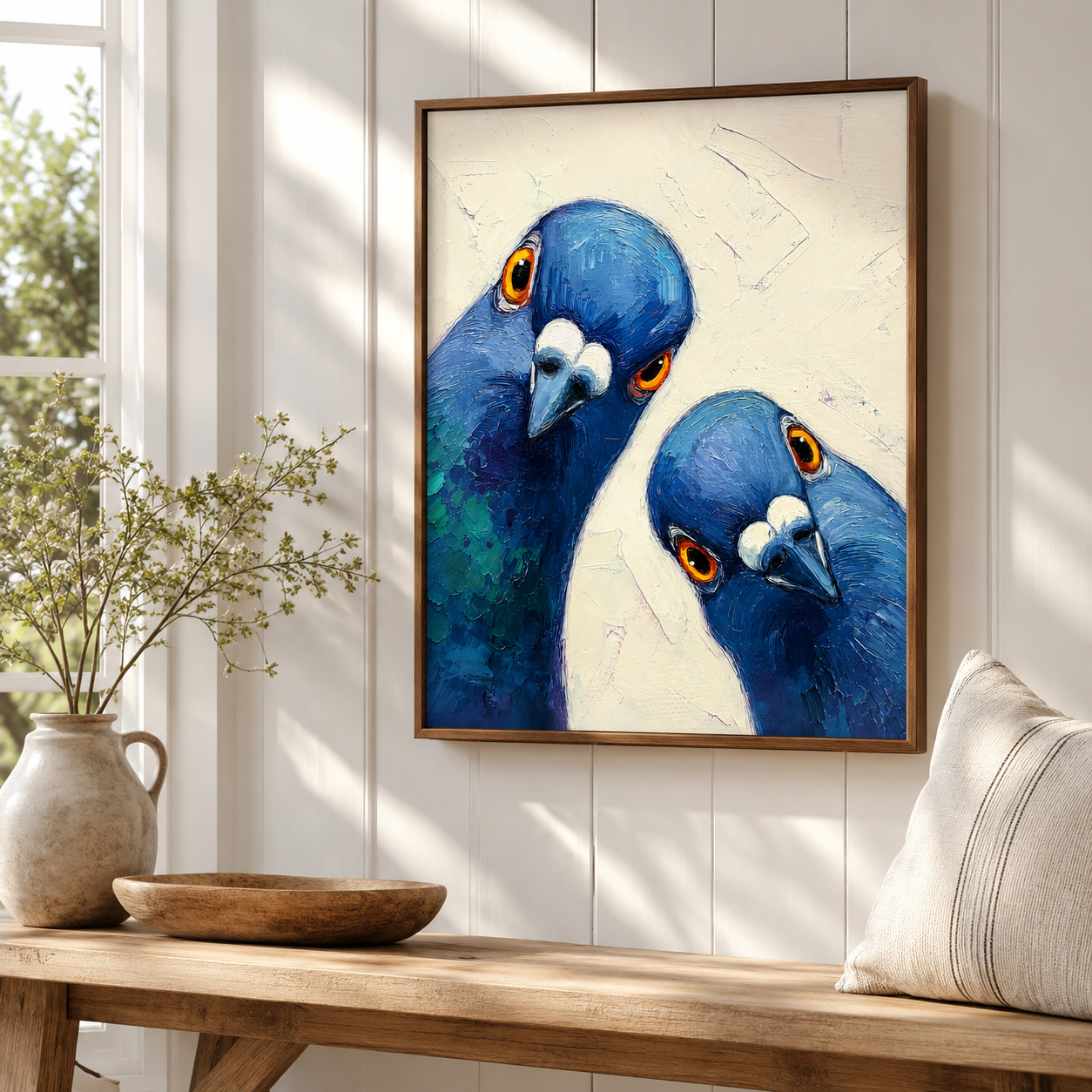 Blue Pigeons Canvas Wall Art Aura Canvas
