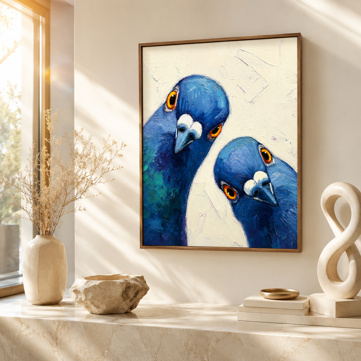 Blue Pigeons Canvas Wall Art Aura Canvas