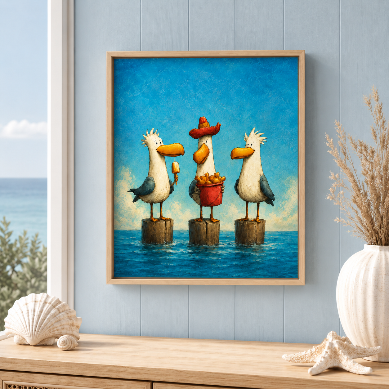 Funny Seagull Canvas Wall Art Aura Canvas