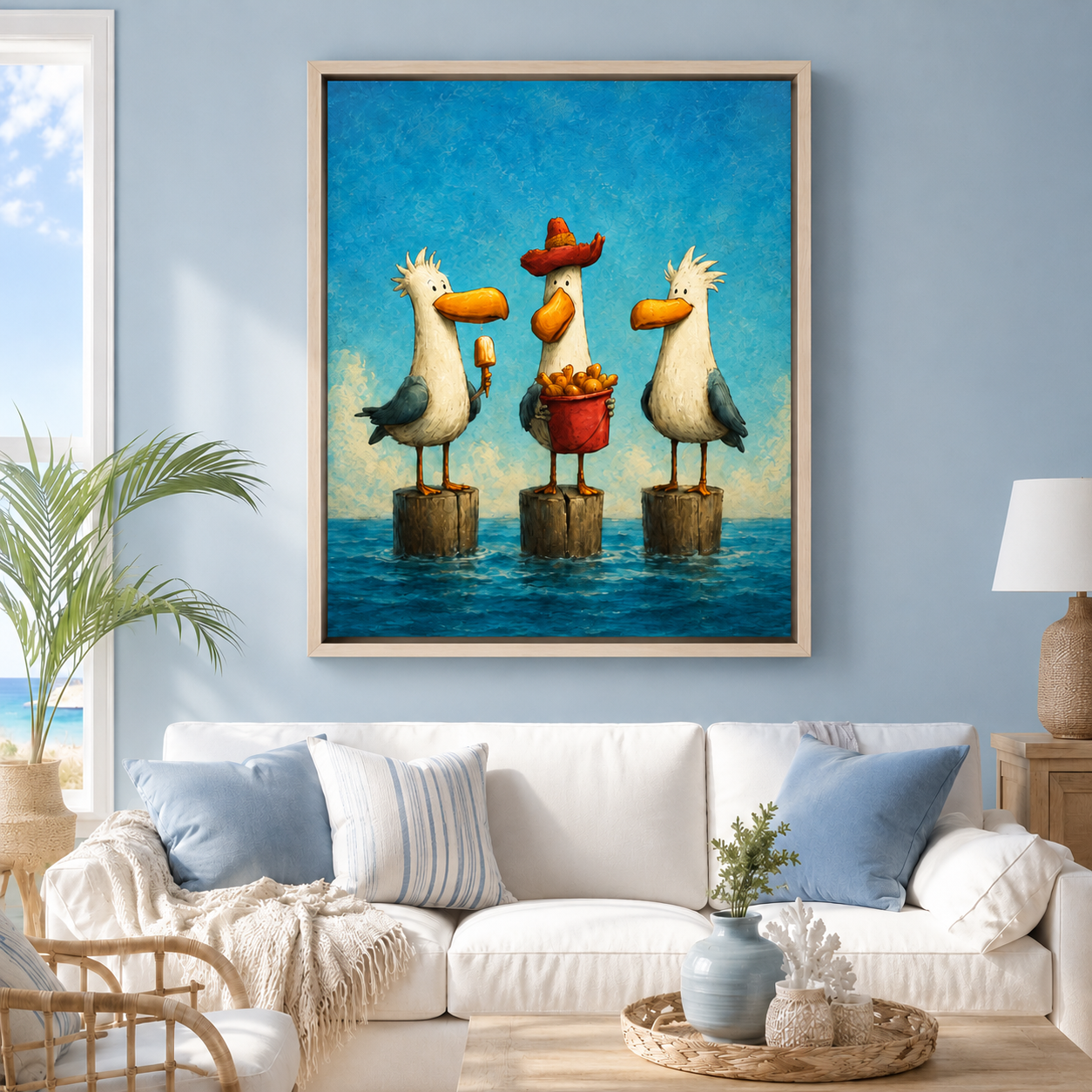 Funny Seagull Canvas Wall Art Aura Canvas