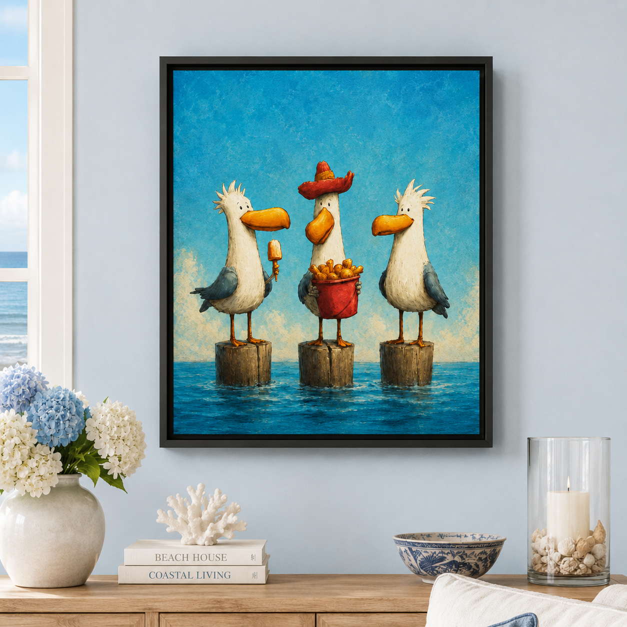 Funny Seagull Canvas Wall Art Aura Canvas
