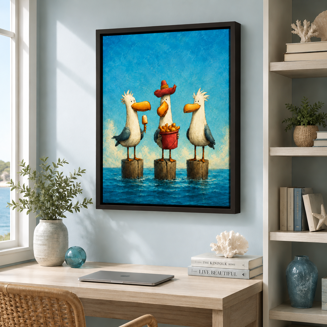 Funny Seagull Canvas Wall Art Aura Canvas