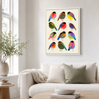 Colorful Bird Canvas Wall Art – Whimsical Folk Art Bird Painting