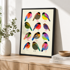 Colorful Bird Canvas Wall Art – Whimsical Folk Art Bird Painting