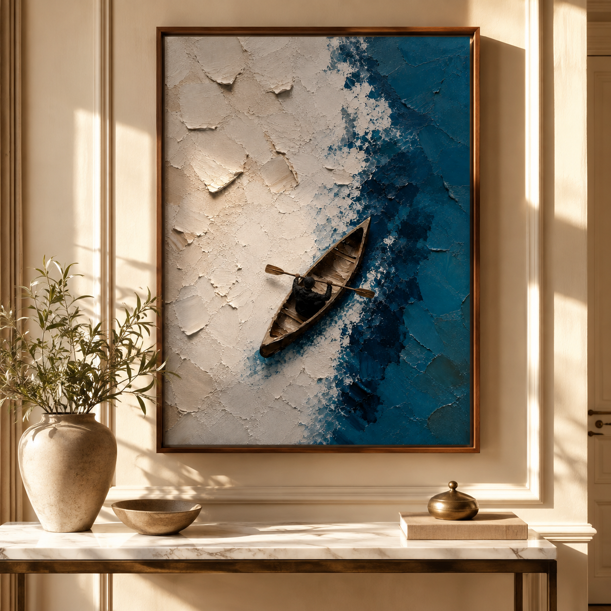 Blue Ocean Kayak Canvas Wall Art Aura Canvas