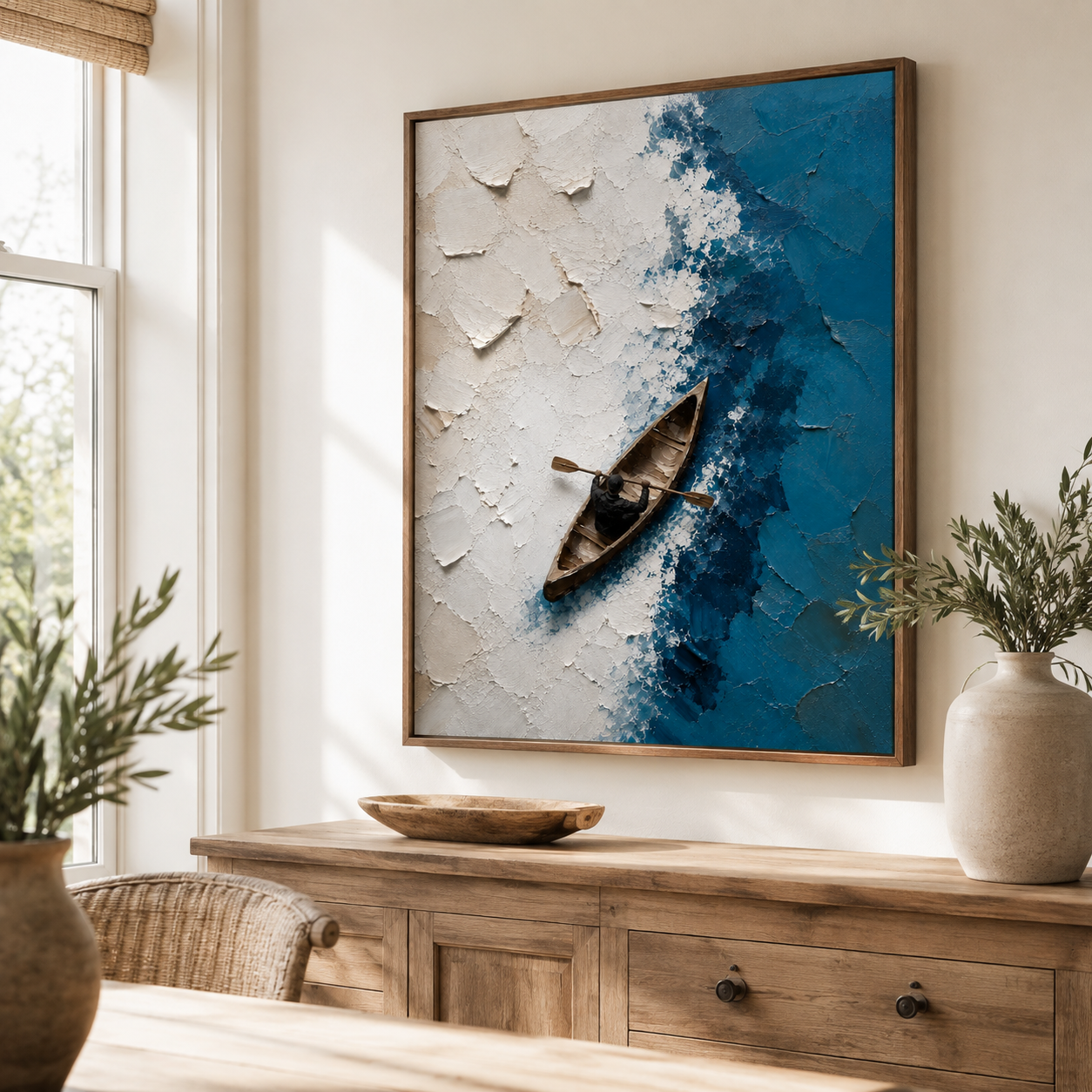 Blue Ocean Kayak Canvas Wall Art Aura Canvas