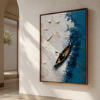 Blue Ocean Kayak Canvas Wall Art Aura Canvas