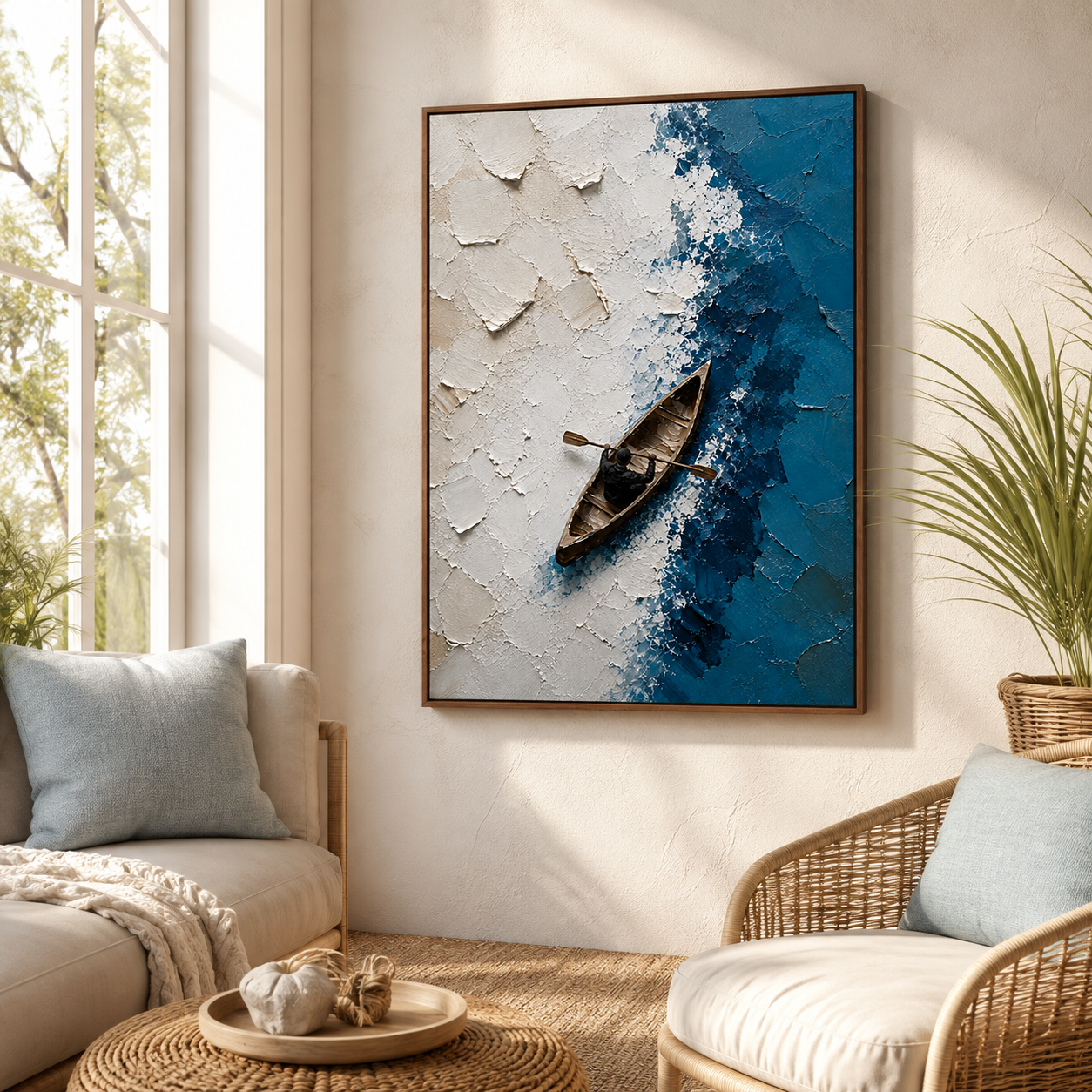 Blue Ocean Kayak Canvas Wall Art Aura Canvas