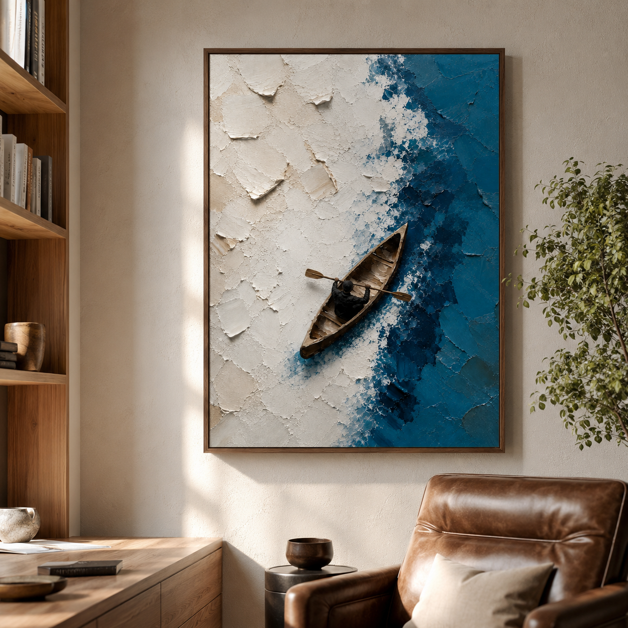 Blue Ocean Kayak Canvas Wall Art Aura Canvas