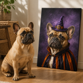 Custom Halloween Witch Pet Portrait Canvas Aura Canvas