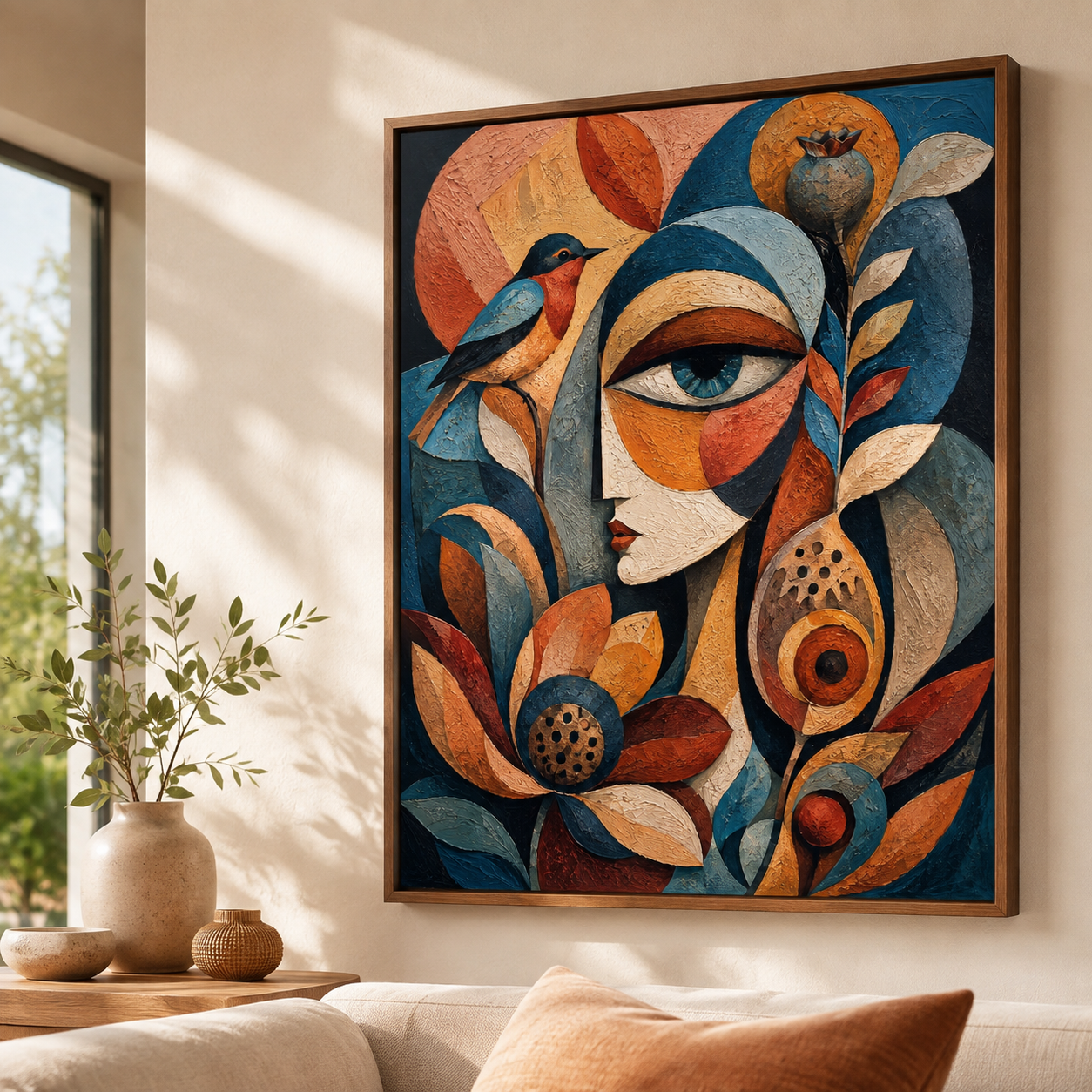 Cubist Botanical Woman Canvas Aura Canvas