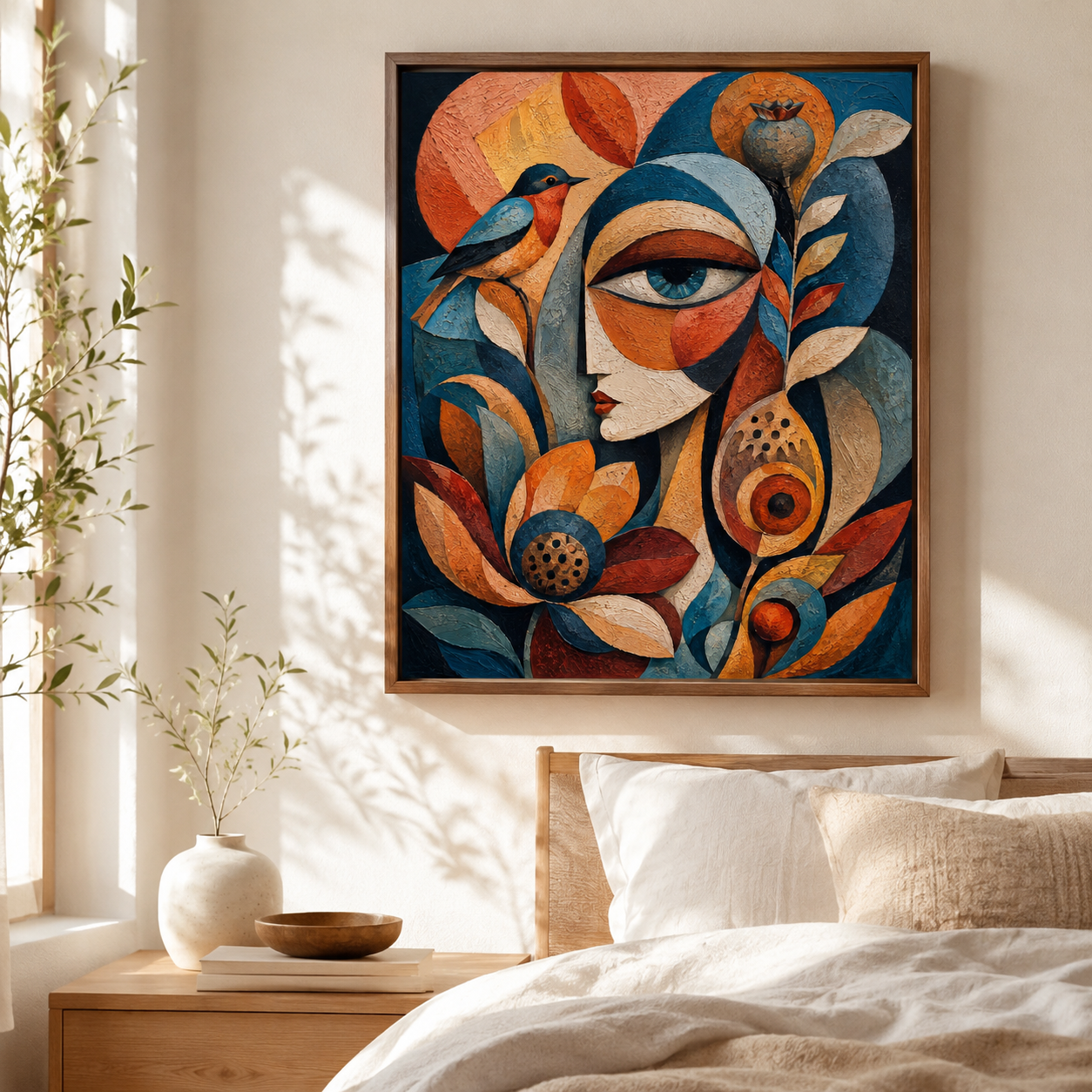 Cubist Botanical Woman Canvas Aura Canvas