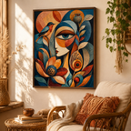 Cubist Botanical Woman Canvas Aura Canvas