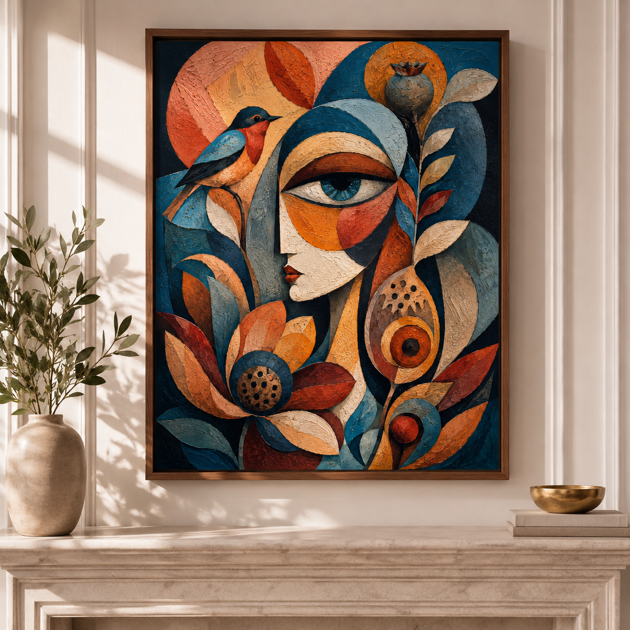 Cubist Botanical Woman Canvas Aura Canvas