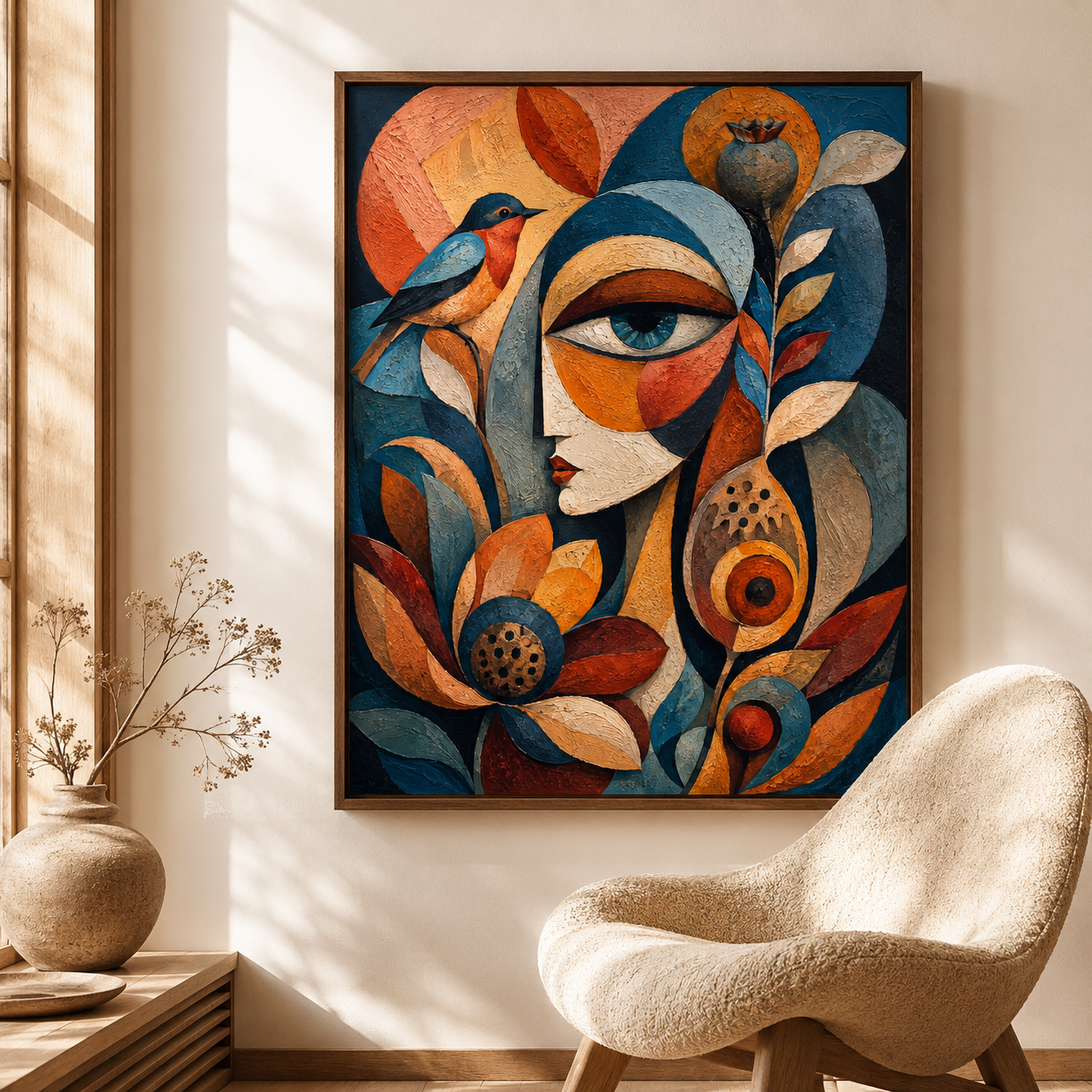 Cubist Botanical Woman Canvas Aura Canvas