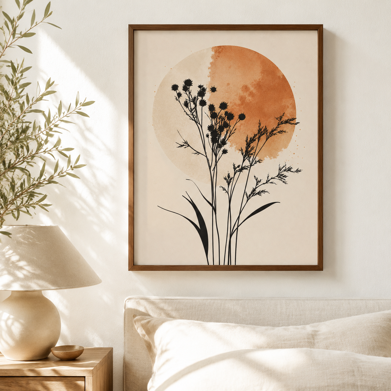Terracotta Botanical Canvas Wall Art Aura Canvas