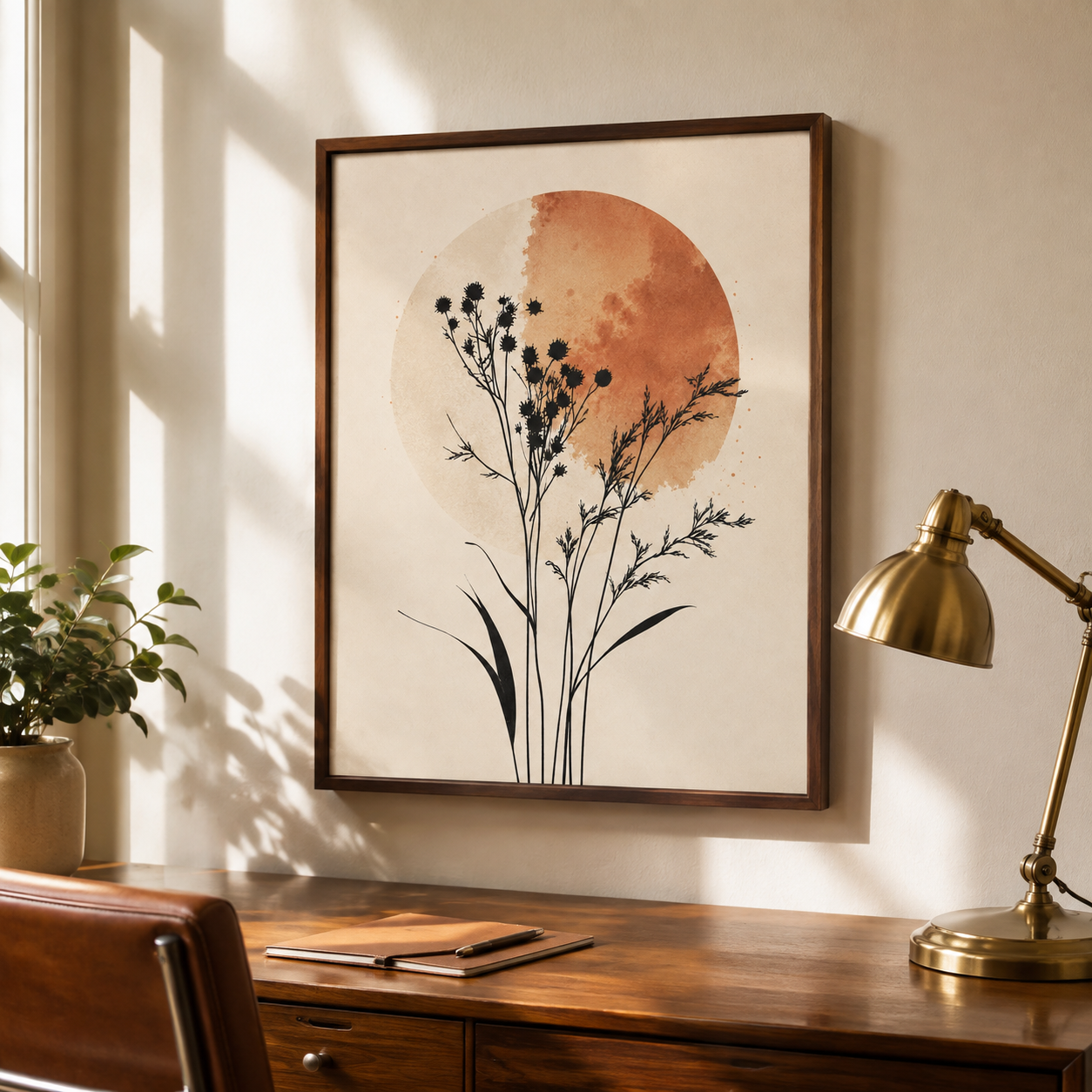 Terracotta Botanical Canvas Wall Art Aura Canvas