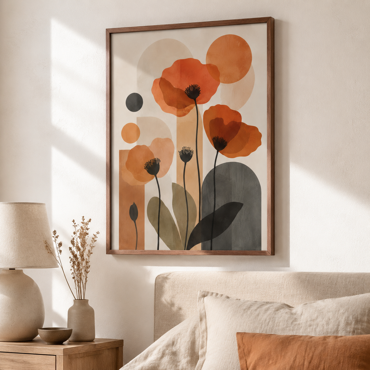 Terracotta Poppy Flower Canvas Aura Canvas