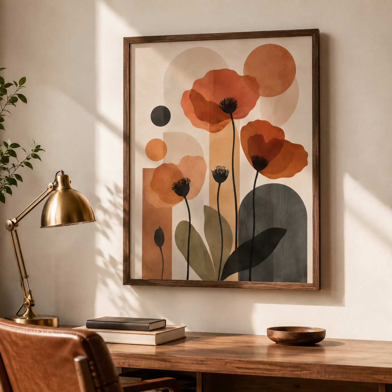 Terracotta Poppy Flower Canvas Aura Canvas