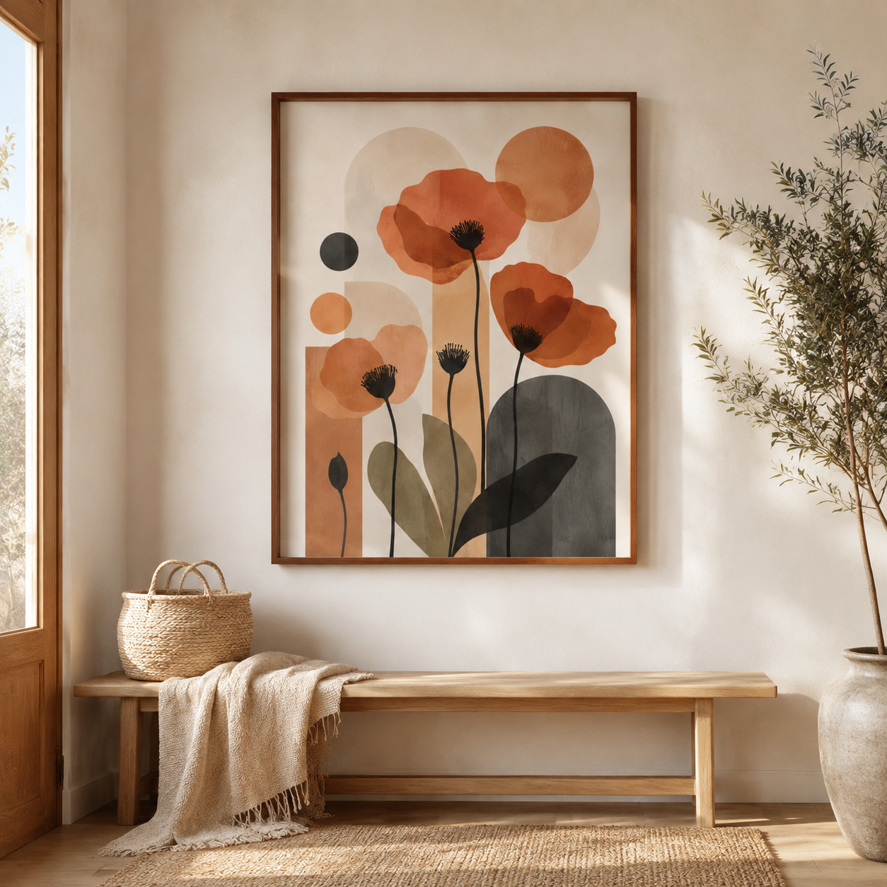 Terracotta Poppy Flower Canvas Aura Canvas