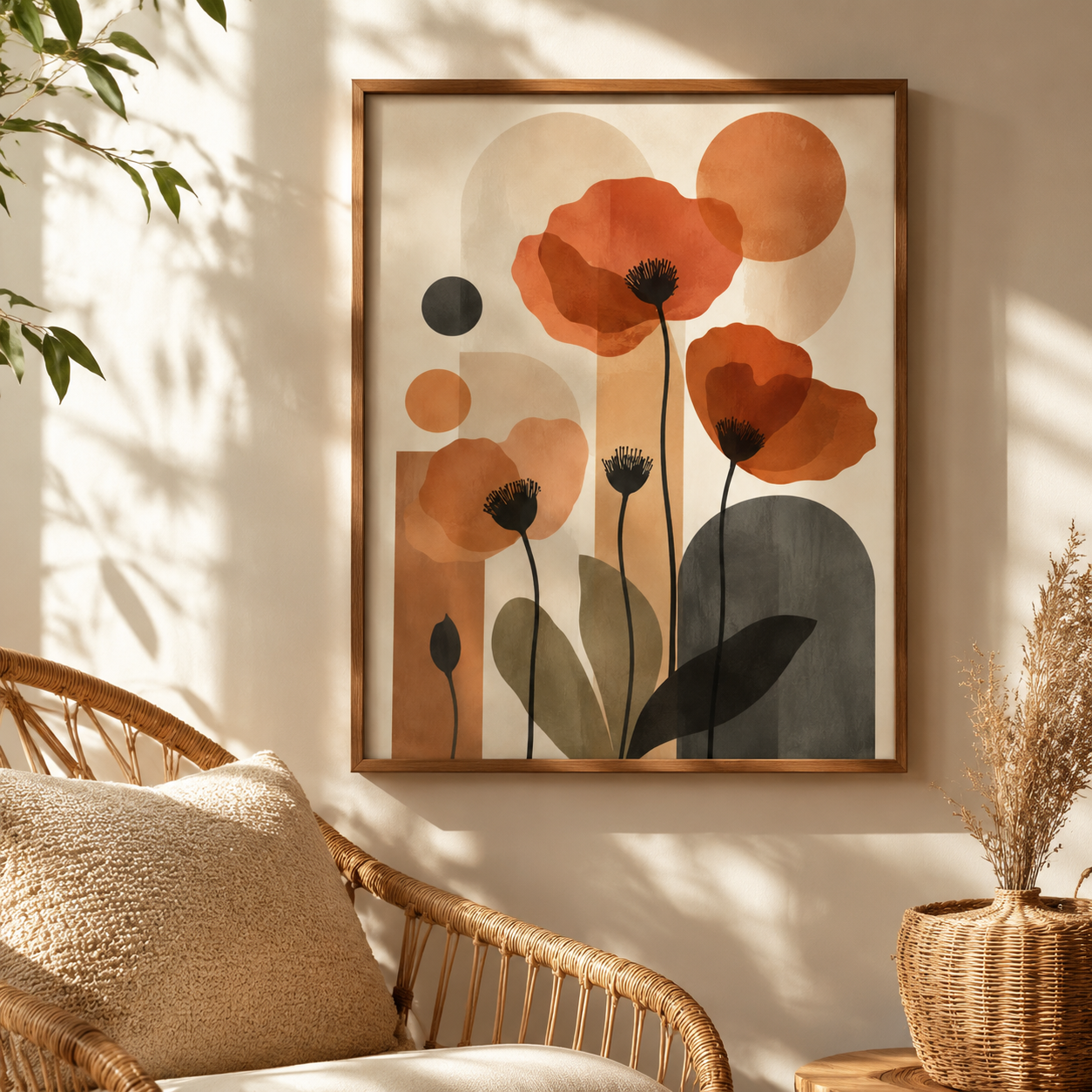 Terracotta Poppy Flower Canvas Aura Canvas