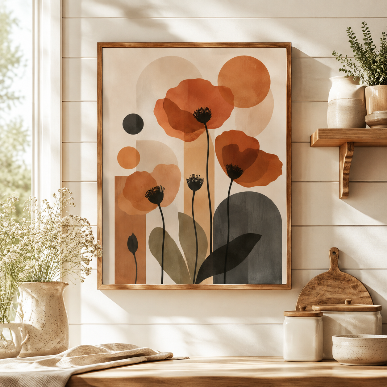 Terracotta Poppy Flower Canvas Aura Canvas