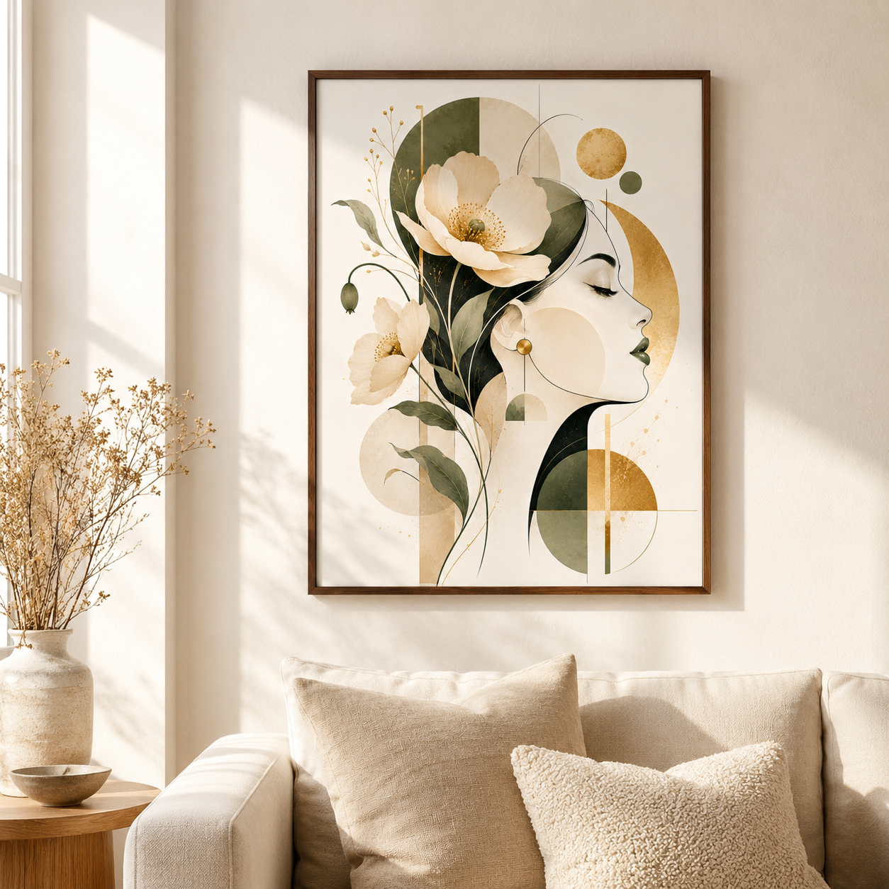 Floral Woman Canvas Wall Art Aura Canvas