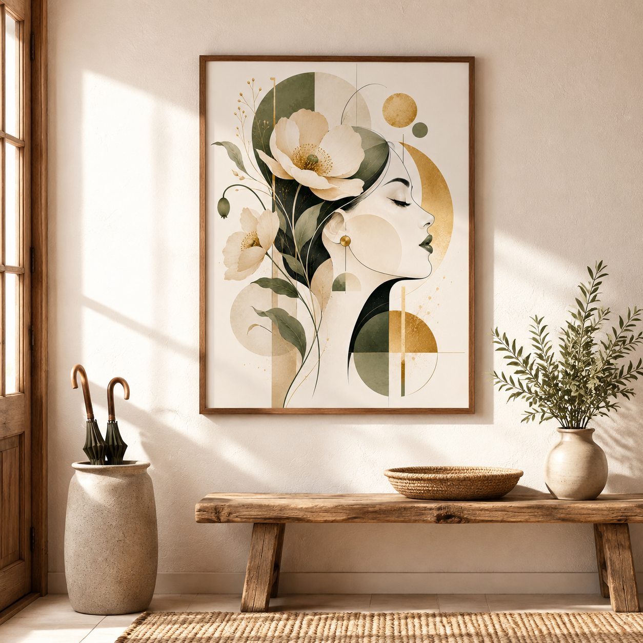 Floral Woman Canvas Wall Art Aura Canvas