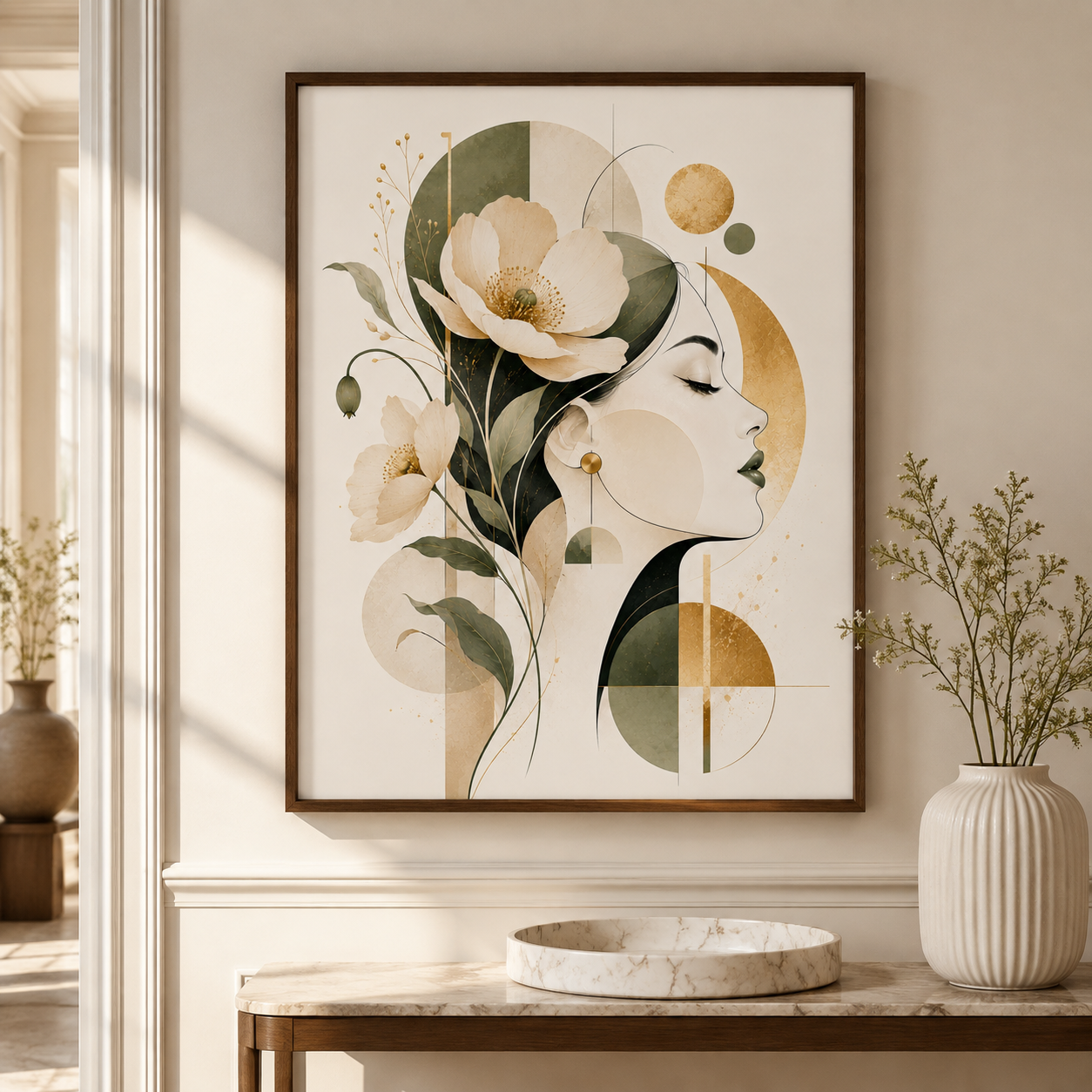 Floral Woman Canvas Wall Art Aura Canvas