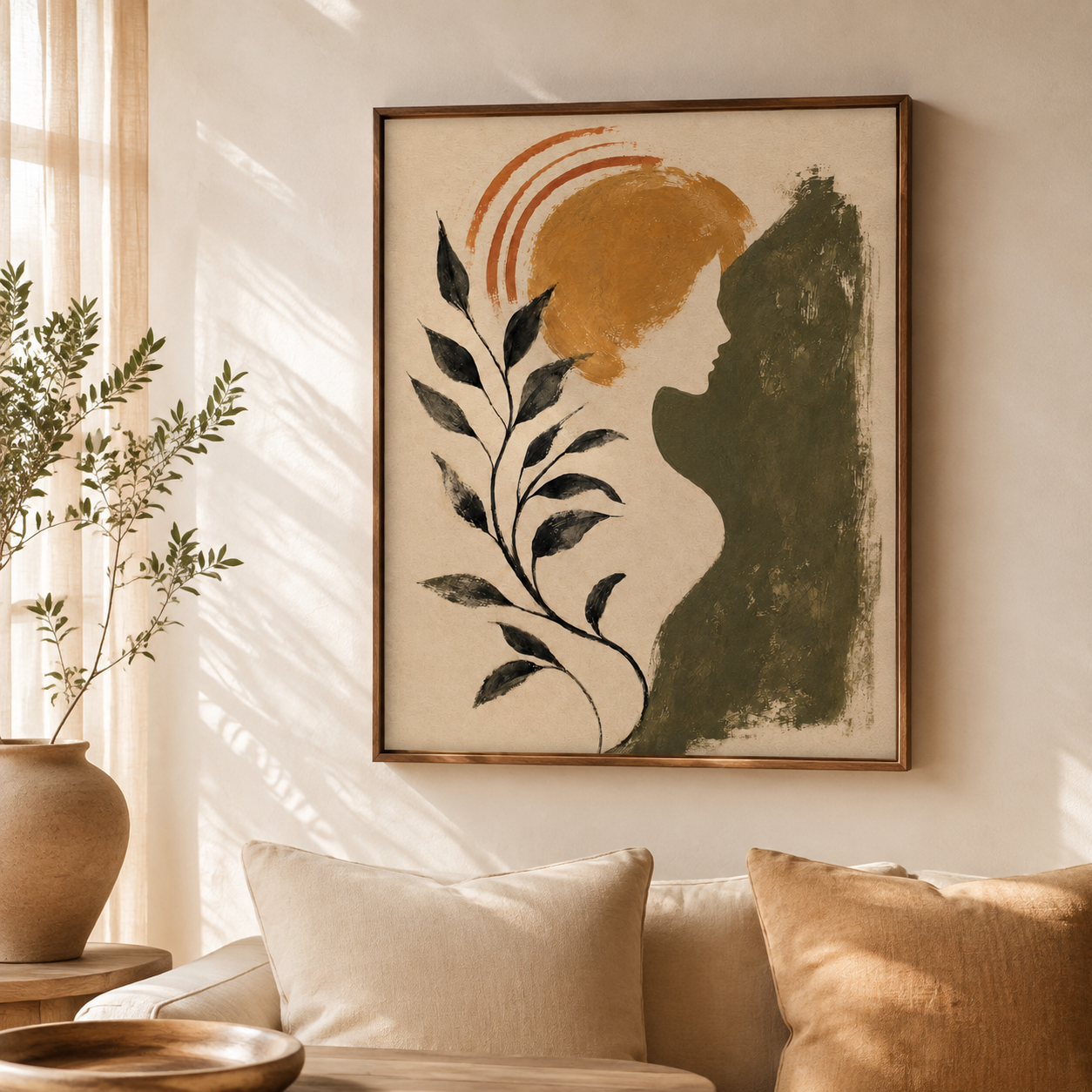 Boho Woman Botanical Canvas Aura Canvas
