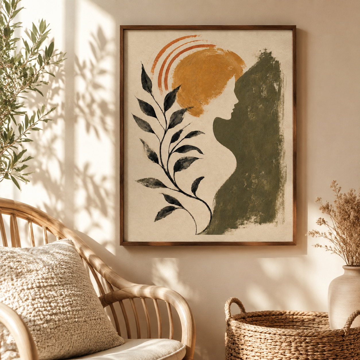 Boho Woman Botanical Canvas Aura Canvas