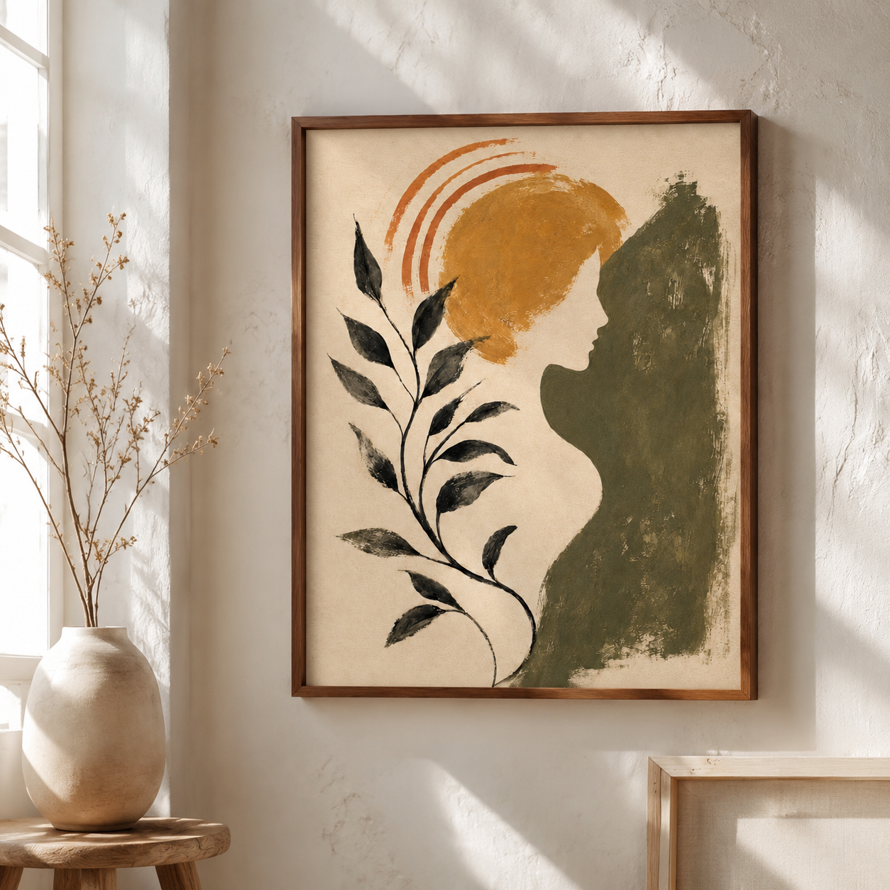 Boho Woman Botanical Canvas Aura Canvas