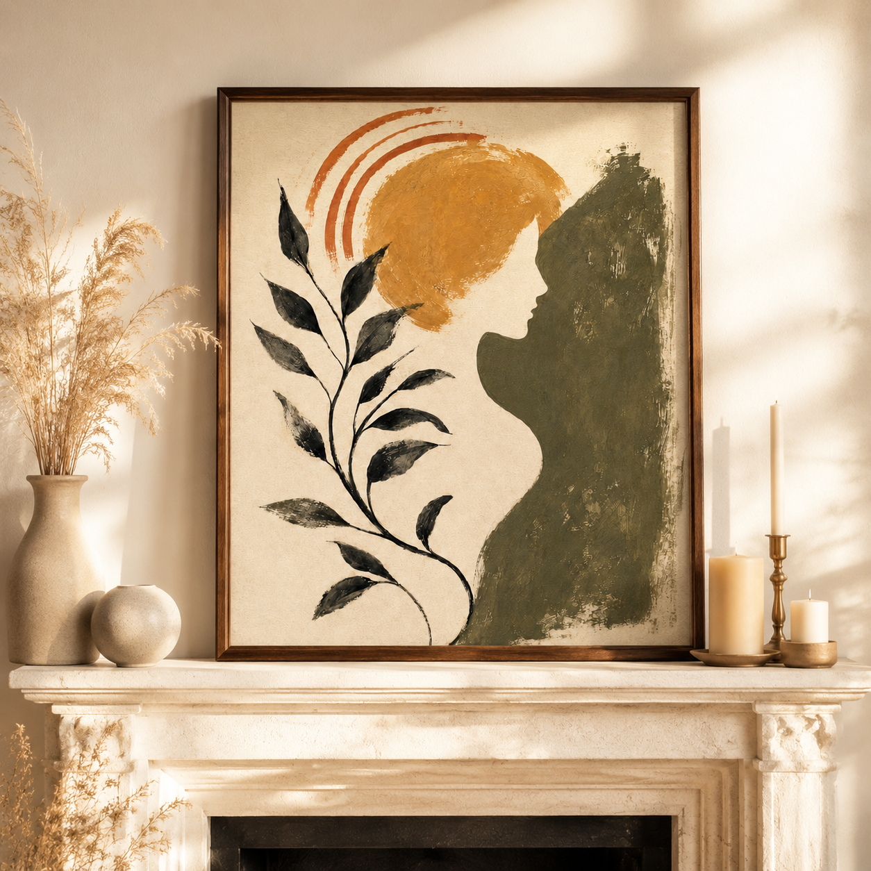 Boho Woman Botanical Canvas Aura Canvas