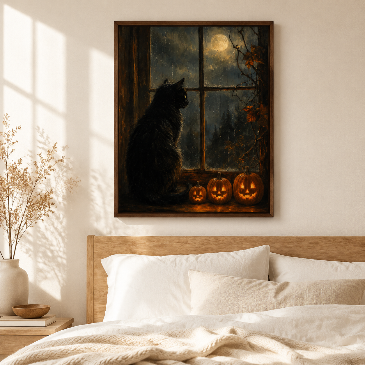 Halloween Black Cat Canvas Wall Art Aura Canvas
