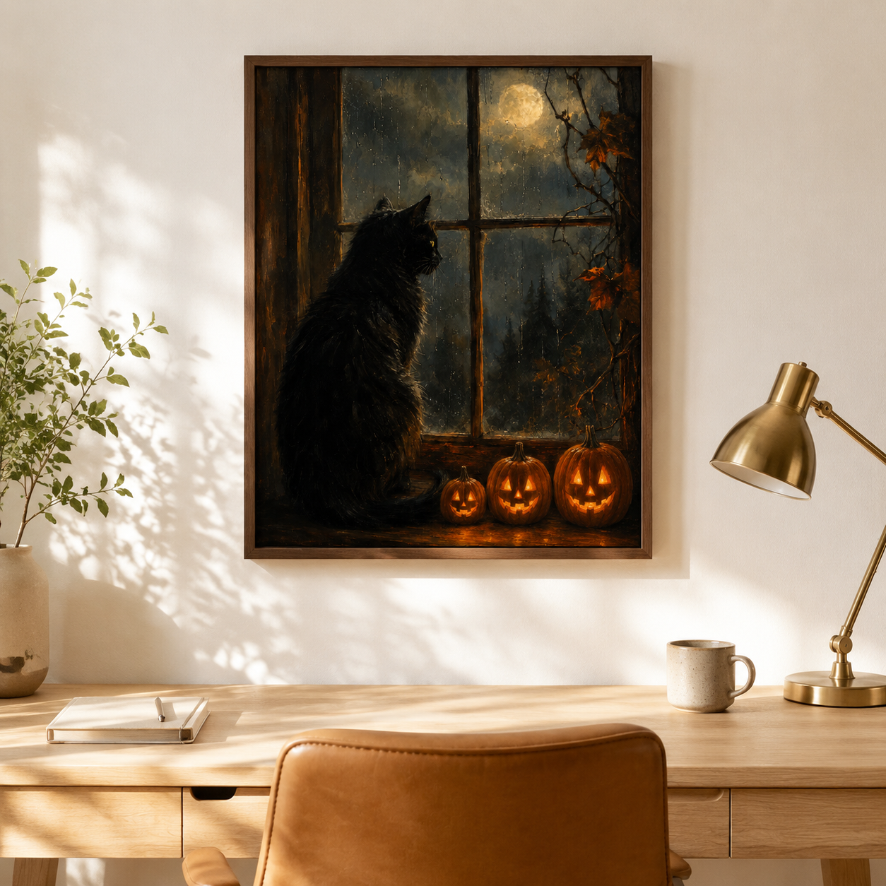 Halloween Black Cat Canvas Wall Art Aura Canvas