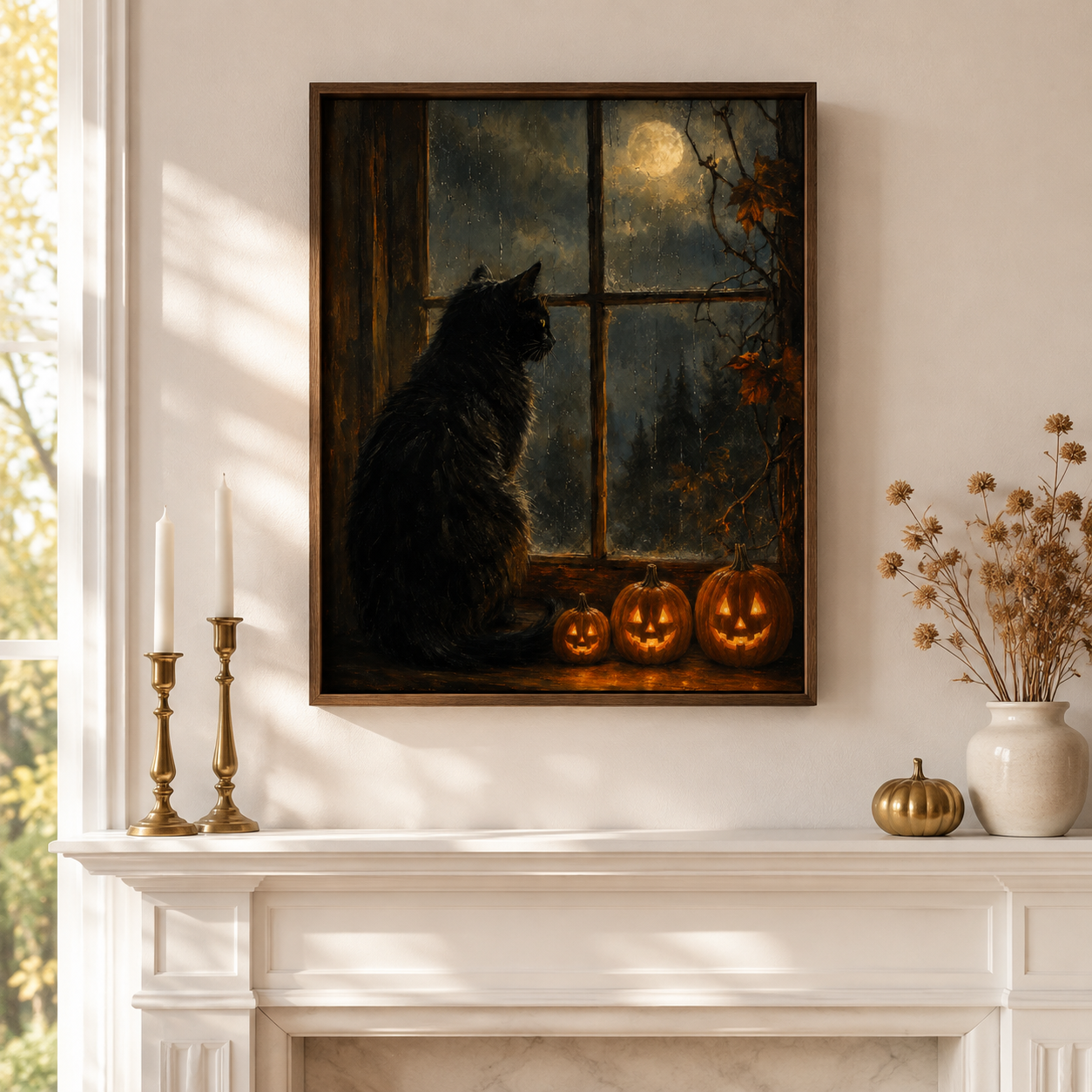 Halloween Black Cat Canvas Wall Art Aura Canvas