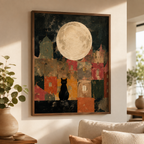Black Cat Moon Canvas Wall Art Aura Canvas