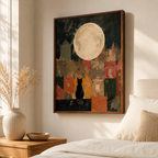 Black Cat Moon Canvas Wall Art Aura Canvas