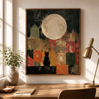 Black Cat Moon Canvas Wall Art Aura Canvas