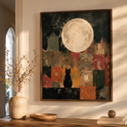 Black Cat Moon Canvas Wall Art Aura Canvas