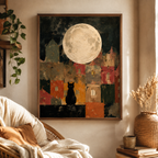 Black Cat Moon Canvas Wall Art Aura Canvas