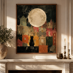 Black Cat Moon Canvas Wall Art Aura Canvas
