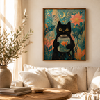 Black Cat Goldfish Canvas Wall Art Aura Canvas